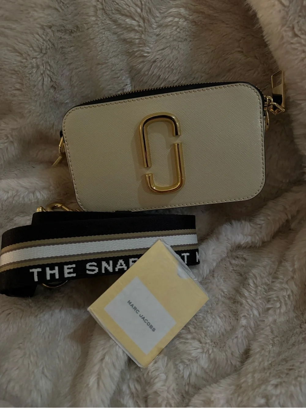 Marc Jacobs Beige Snapshot Phone Case with Logo Strap